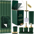 XLHOMO Bathroom Sets with Shower Curtain and Rugs Bathroom Accessories Set Hunter Green Bathroom Set,Soap Dispenser & Toilet Brush Holder Set with Stainless Steel Trash Can
