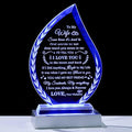 QIANWEI Mothers Day Gifts for Wife I Love You for Her Glass Plaque Keepsake Wife Romantic Gifts from Husband Anniversary Birthday Christmas Presents for Women with Colorful Led Base