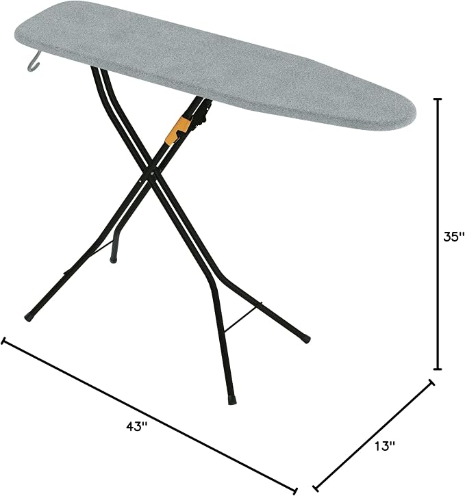 Bartnelli Pulse Ironing Board | Made in Europe | Patent Space Saving Smart Hanger Iron Board for Easy Storage | Lightweight, 4 Layer Cover, 4 Legs, for Dorm, Laundry Room, or Small Spaces(43x13-35)