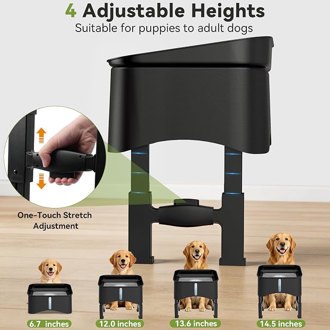 UPSKY 2.9Gal No Spill Dog Water Bowl, 4 Height Adjustable Elevated Bowl | Super Large Capacity, Slow Drinking Feeder, No-Splash, Anti-Slip, Folding Design, Suitable for Senior Dog and Multi-Pet Homes
