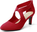 DREAM PAIRS Women's Pumps Closed Pointed Toe Kitten Heels | Elegant Party Dress Shoes with Chic Crisscross Cutouts, 2.76 Inch Heel, and Back Zip for Polished, All-day Secure Strides