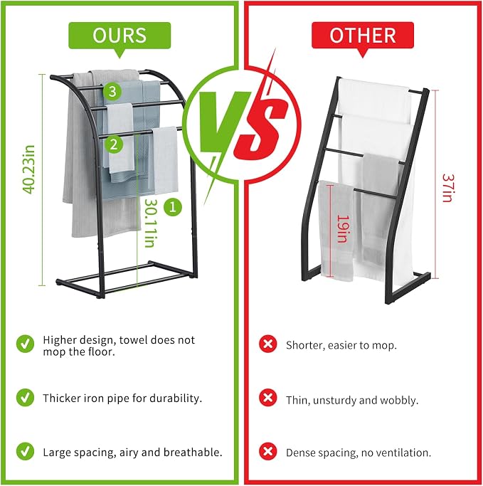 YINMIT Free Standing Towel Rack, Pool Towel Rack Outdoor, 4 Tier Towel Racks for Bathroom, Metal Blanket Rack, Blanket Display and Towel Drying Rack