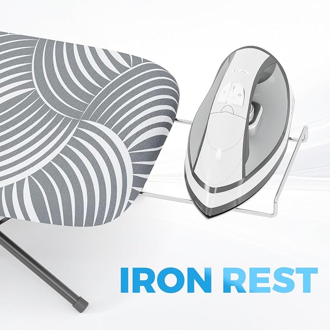 KINGBOARD Tabletop Ironing Board, Small Ironing Boards with Iron Rest, Folding Iron Board, Extra Thick Cover, Portable Tabletop Ironing Board with Non-Slip Feet, 30x12 Grey and White