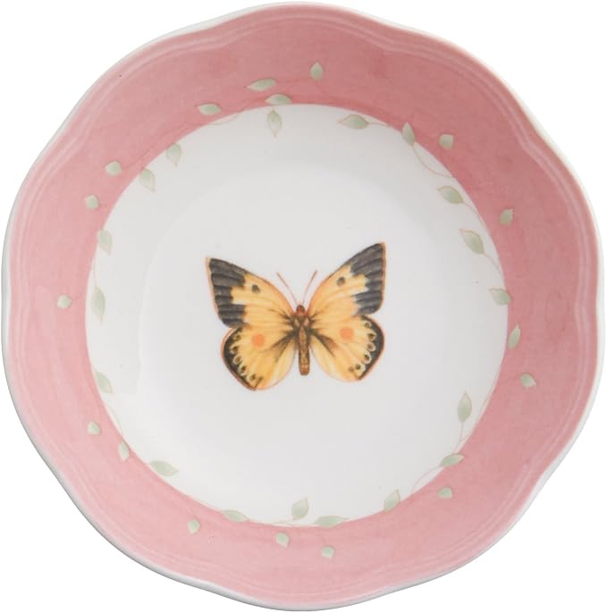 Lenox Butterfly Meadow Porcelain Fruit Bowls, 5.25 Inch, Set of 4 | Dishwasher safe | floral design | kitchen and dining essential, gift for women, mixing bowls, fruit bowl gift