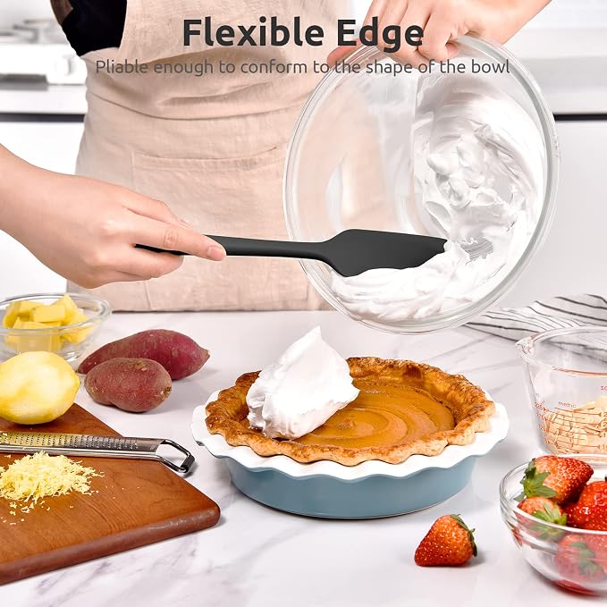 U-Taste Measuring Cups and Spoons Set of 15 in 18/8 Stainless Steel, and Upgraded 600ºF High Resistant Flexible and Sturdy Silicone Spatula Set of 4 (Black)
