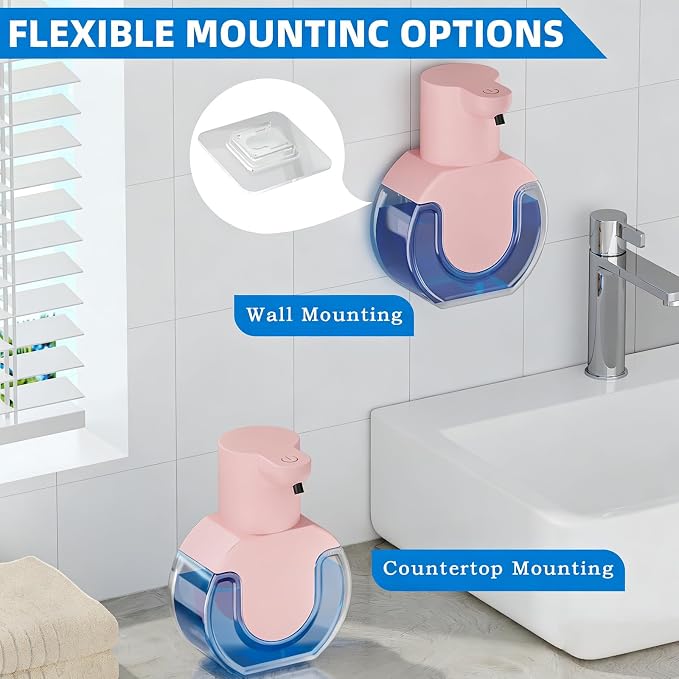 2Pack Automatic Soap Dispenser Touchless, Rechargeable Liquid Soap Dispenser,15oz/420ml Smart Hand Soap Dispensers,4-Level Adjustable,Wall Mount for Bathroom Kitchen Dish Soap,Hands-Free(Pink)
