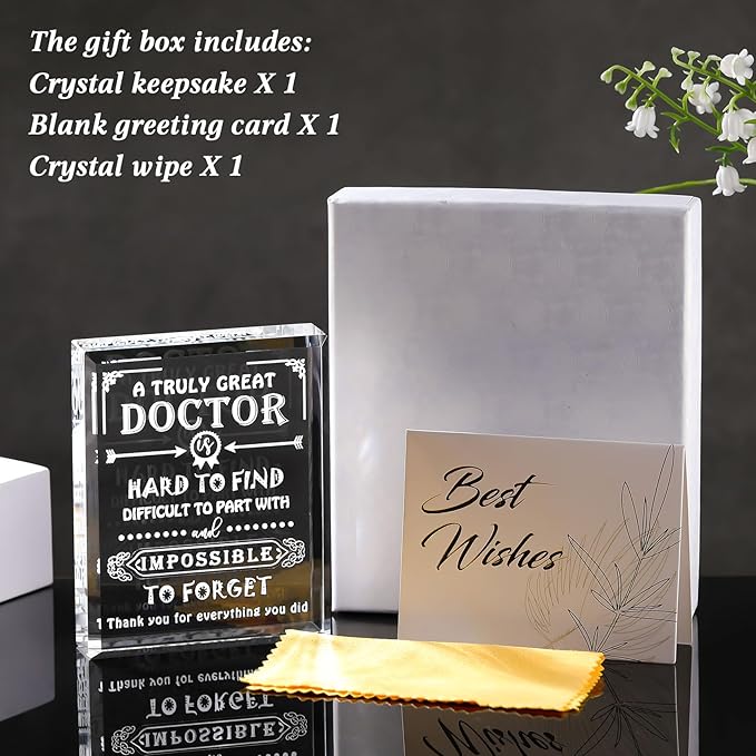 Movdyka Doctor Gifts for Men Women Crystal Keepsake Plaque Best Doctor Ever Gifts Unique Thank You Gift for Doctors on Christmas Retirement Doctors' Day