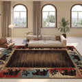 Wildlife Patchwork Pattern Rug for Hallway Vintage Cabin Bear Area Rug for Couch Non-Slip Colorful Tree Print Floor Carpet Mat 2'x3'