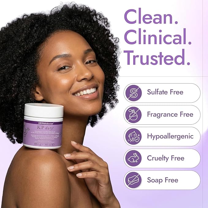 DERMAdoctor KP Bump Eraser Body Scrub with 10% AHAs + PHAs for Keratosis Pilaris, Dry, Rough, and Bumpy Skin, Dermatologist Formulated Exfoliating Body Scrub with Glycolic and Lactic acids - 32 oz