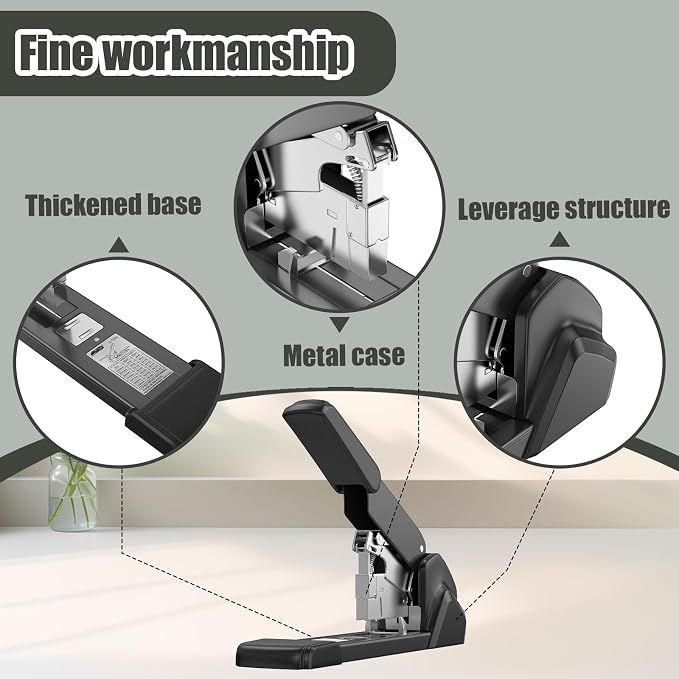 Heavy Duty Stapler, Industrial Grade, 240 Page Capacity, Ergonomic, Effortless, Extra Large Desktop Stapler, Suitable for Offices and classrooms, Anti-Jamming Metal Construction, Includes Staples.