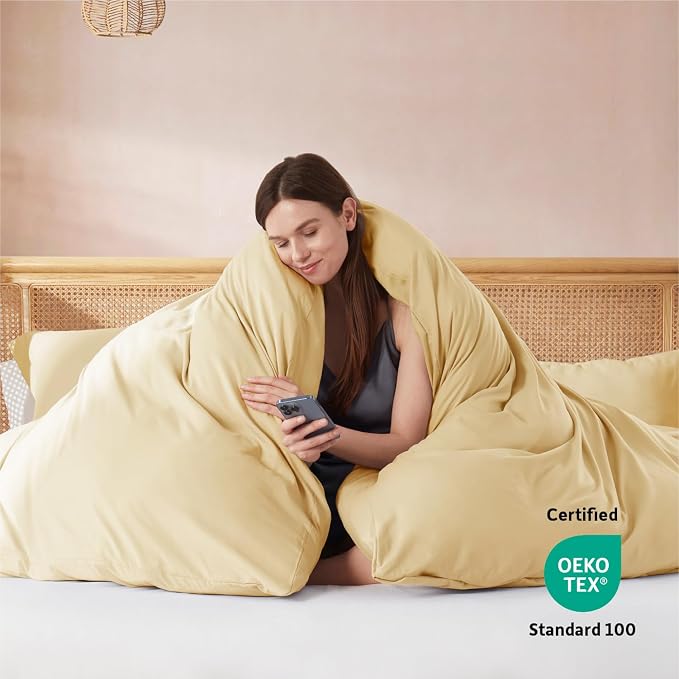 Nestl Camel Gold Duvet Cover Full Size - Soft Double Brushed Full Size Duvet Cover Set, 3 Piece, with Button Closure, 1 Duvet Cover 80x90 inches and 2 Pillow Shams