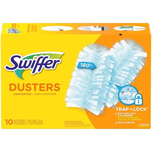 Swiffer Refill Dusters, Dust Lock Fiber, Light Blue, Unscented, 10/Box, 4 Box/Carton