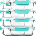 M MCIRCO 8 Pack,30 oz Glass Food Storage Containers with Lids, Green | Glass Meal Prep Containers,Airtight Lunch Containers with Lids, Microwave, Oven, Freezer and Dishwasher Friendly, BPA Free