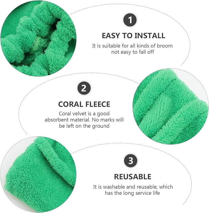 SOLUSTRE Mop Head 3 Pieces Broom Sweeping Cloth Broom Replacement Cloth Home Cleaning Tool Cover Mop Sweeper Pad