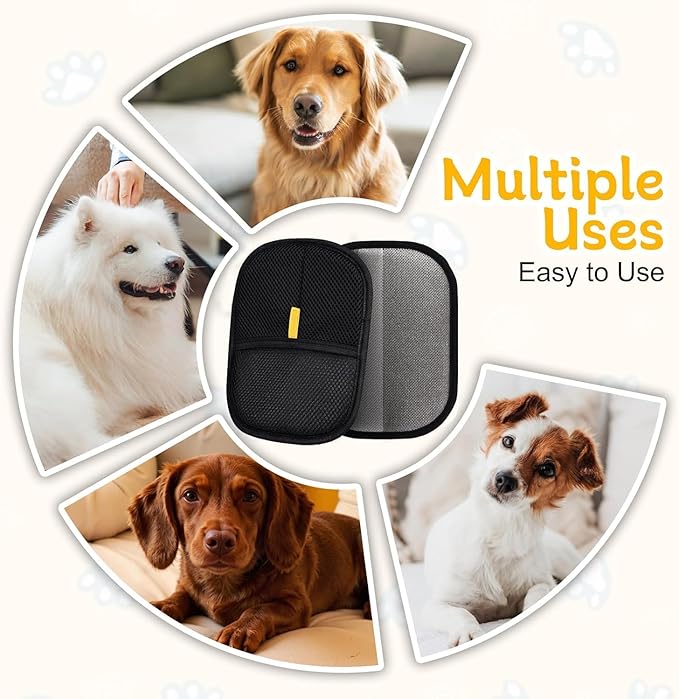 CUBIZ Pet Hair Removal Glove for Cats & Dogs, 2025 Newly Upgraded Five-Finger Electrostatic Pet Hair Gloves, Reusable Pet Hair Remover Tool for Clothing, Couch, Carpet, Cat Grooming Gloves