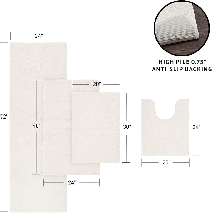 Madison Park Marshmallow Bathroom Rug Non Slip, Luxrurious Plush Bath Mat, Absorbent, Quick Dry, Spa Design Bath Room Décor, 20x30, Cream