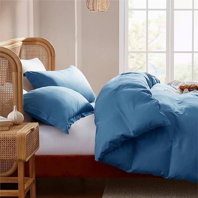 Nestl Blue Heaven Duvet Cover Full Size - Soft Double Brushed Full Size Duvet Cover Set, 3 Piece, with Button Closure, 1 Duvet Cover 80x90 inches and 2 Pillow Shams