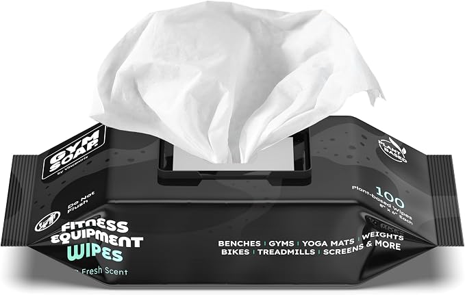 Gym & Yoga Mat Cleaner Wipes, Plant Based - 500 Gym Equipment Wipes to Clean Exercise Equipment, Treadmill, Peloton Bikes - Gym Supplies, Yoga Supplier, Cleaning Wipes for Home & Gym - Spa Fresh Scent