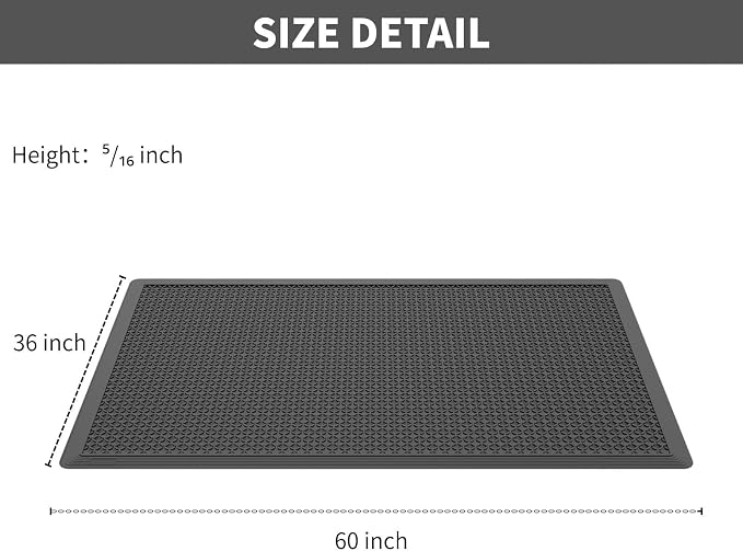 Rubber Scraper Floor Mat 60”x36” 2 Pack - Heavy Duty Outdoor Mats for Garage, Entryway, Door, Mudroom, Boot Tray - All-Weather & Easy Clean