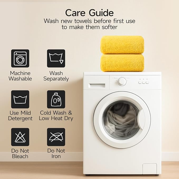 REDKISS 2 Piece Luxury Bath Towel Set - 31x62 inch Oversized Thick Bath Sheets, 100% Cotton, 900 GSM, Super Soft, Highly Absorbent, Quick Dry Large Shower Towels for Bathroom, Pool, Gym, Spa, Yellow