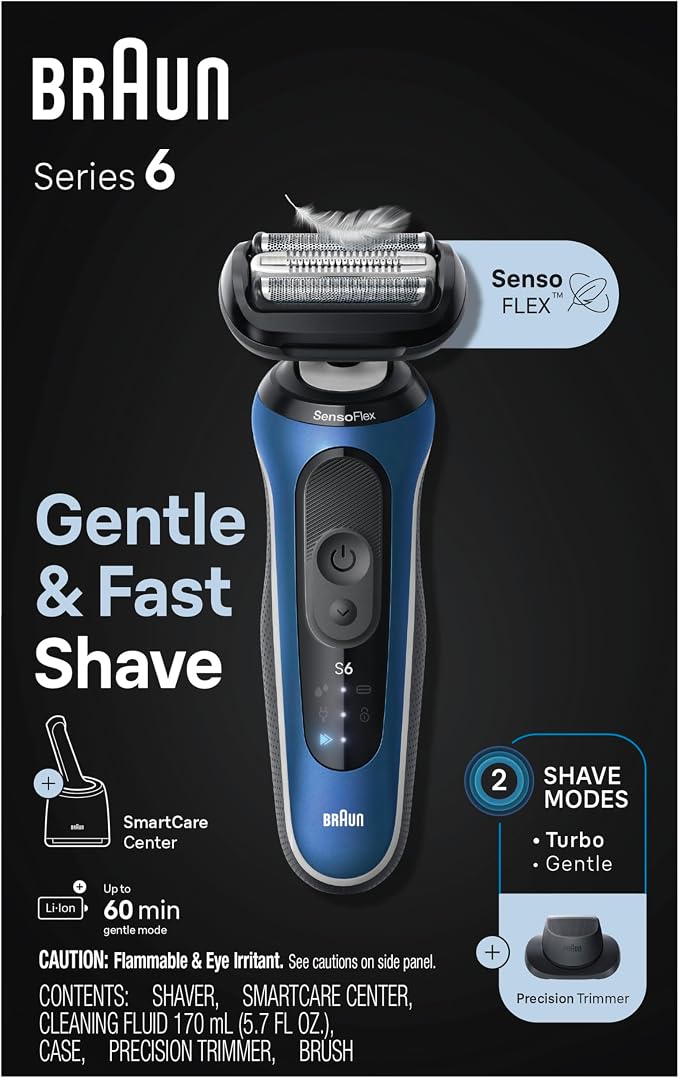 Braun Electric Shaver for Men, Series 6 6172cc, Wet & Dry Shave, Shaving Kit with SmartCare Center and Precision Trimmer