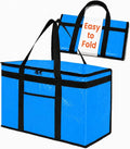 PRO Large Insulated Food Delivery Bag (2XL, Blue, 1 Pack) | Thermal bag, For cold & hot food, Water-resistant, Portable cooler, Soft sided catering tote, Grocery bag with zippered top