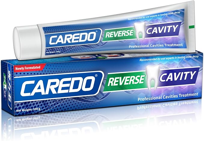 CAREDO Cavity Repair Toothpaste Cure Tooth Cavities Dental Caries Remineralizing with Hydroxyapatite Toothpaste Treatment Tooth Decay for Adults, Home School or Travel (New Flavor 100g*1), Grey White