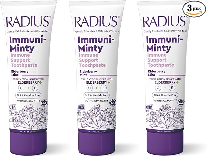 Radius ImmuniMinty Immune Support Toothpaste 2.5 Oz - Elderberry Mint - Pack of 3