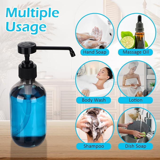 50 Pack Plastic Soap Dispenser Bulk Empty Pump Bottles Dispenser with Long Pump 10 oz Refillable Dish Soap Hand Washing Bottles Lotion Bottle for Kitchen Bathroom(Transparent)