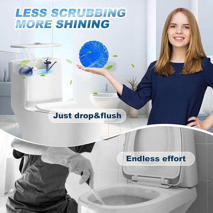 KIISIISO Toilet Bowl Cleaner Blue Tablets 18 Pack, Slow-Dissolving Automatic Bowl & Tank Cleaner, Septic Safe & Plumbing Friendly for Bathroom Toilet Cleaning, Prevents Tough Stains