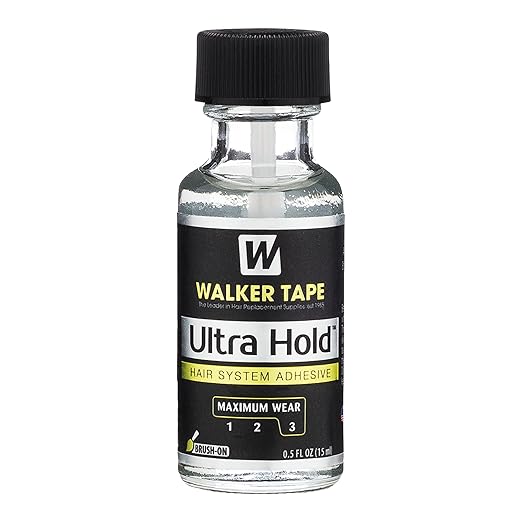 Walker Tape Ultra Hold Brush-On Adhesive 0.5 fl oz, Strong Waterproof Wig Glue for Lace Systems and Tape in Hair Extensions Human Hair, Long Lasting Bonding Adhesive for Hairpiece and Wig Application