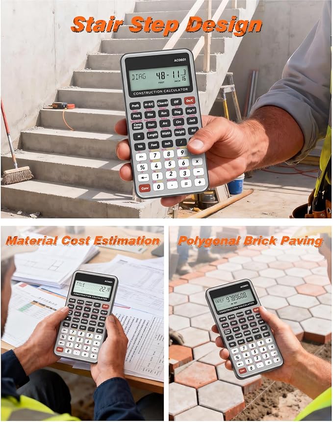 ROATEE Construction Calculator Silver Industrial & Scientific Engineering Calculator for Contractor