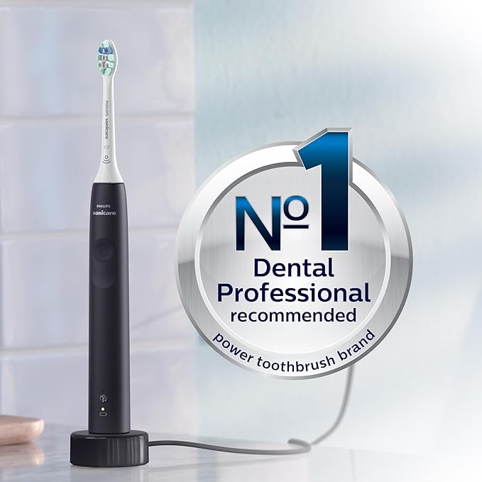 Philips Sonicare 4100 Rechargeable Electric Toothbrush, Advanced Plaque Removal, Pressure Sensor, Includes Brush Head Case, Black BD5003AZ