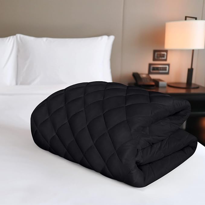 Quilted Fitted Mattress Pad, King Mattress Protector Topper with Deep Pocket Stretches up to 16 Inches, Machine Washable Mattress Cover by Utopia Bedding (Black)