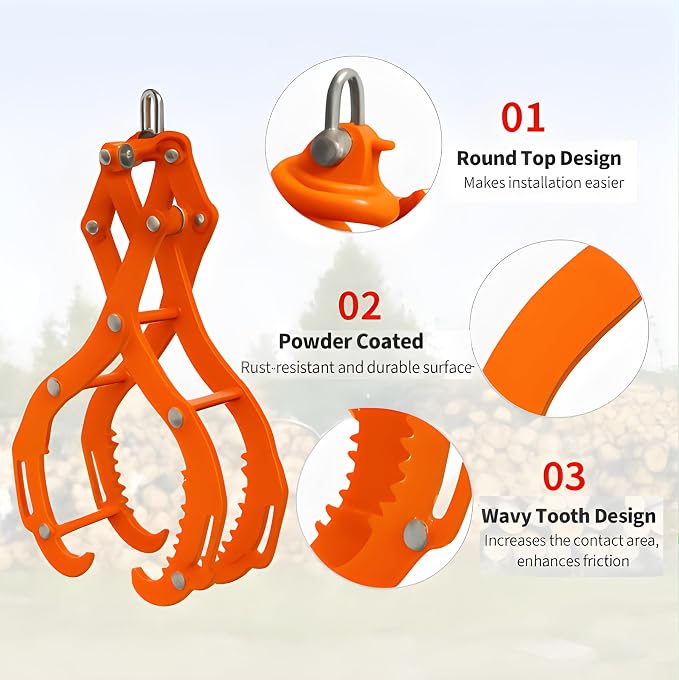 GarveeLife 28" Log Tongs, 4 Claw Log Grabber Heavy Duty 2200 Lb Capacity, Eagle Claw Design Skidding Tongs Logging Tools for Tractors, Trucks, ATVs, Forklifts