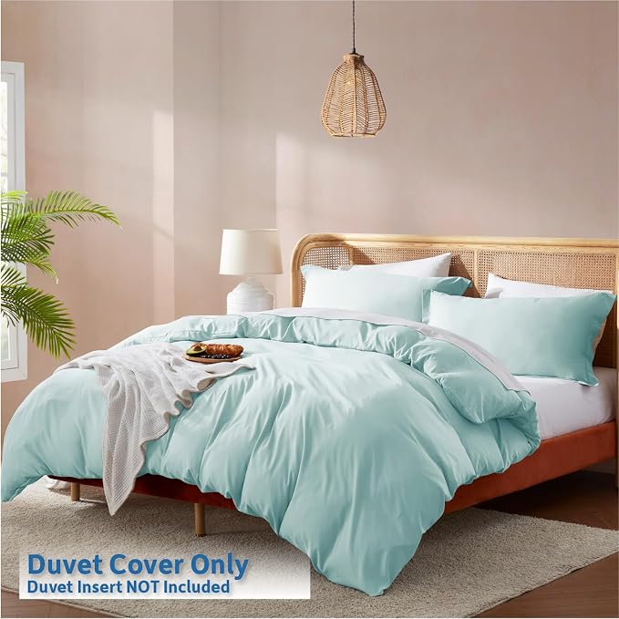 Nestl Light Blue Duvet Cover Full Size - Soft Double Brushed Full Size Duvet Cover Set, 3 Piece, with Button Closure, 1 Duvet Cover 80x90 inches and 2 Pillow Shams