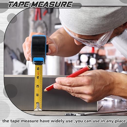 Youyole 10 Pack Tape Measure with Fractions 1/8 Steel Measuring Tape Retractable Easy Read Measurement Ruler Steel Power Blade (25 ft X 1 in,Blue)