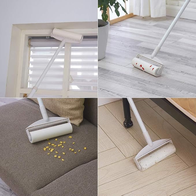 ZJchao Dryer Sheets Pet Hair Remover, Washable Sticky Roller Sticky Rollers for Floor Long Handle, Suit for Traps, Dust, and Hair (Sticky Paper Roller)