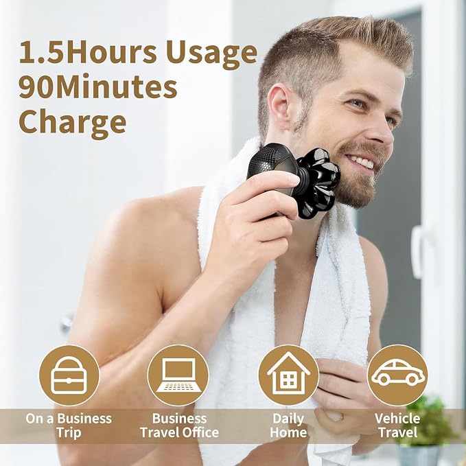 SHPAVVER Head Shavers for Bald Men: 5-in-1 Upgraded Electric Razor - IPX7 Waterproof Shaving Grooming Kit for Balder - Turbo Speed & Precision Blades Valentine's Day (Ink Black)