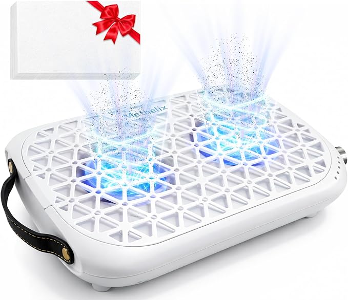 Nail Dust Collector with 30 Sheets Filter Paper, Strong Suction & Low Noise | 1600PA Dual-Turbo Suction Removes Nail Dust Efficiently. With Disposable Filter Papers for Easy Cleaning. 5 Adjustable Level