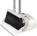 Broom with Dustpan Combo Set, Hand Broom and Dustpan Set for Sweeping Indoor Angle Broom for Home Office Kitchen Lobby Floor Pet Hair Indoor&Outdoor Cleaning (White&Gray)