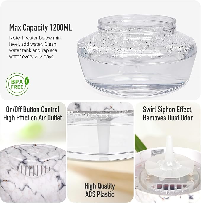 Purifier Air Washer, Air Fresher Aroma Diffuser for Home, Office, Air Purifier with Night Light (Marbling)