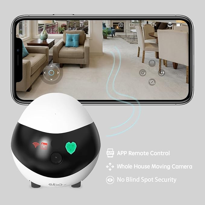 Enabot EBO SE Home Robot Camera: 1080P Mobile FamilyBot Pet Companion | Whole-Home Mobility, Two-Way Talk, Night Vision, Local Storage, Auto-Recharge, Long Distance Gift for Family/Pet