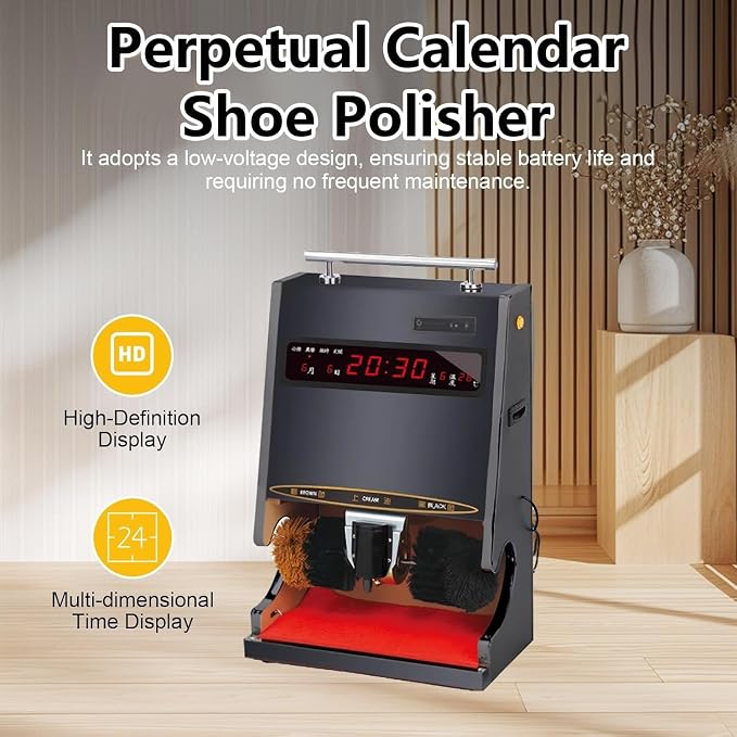 Polishing Shoes Machine,Electric Shoe Shine Machine, Automatic Shoe-Shine Machine, Shoe Polisher, Combined Spherical Brush, Household/Commercial - Electric Brush Machine Black