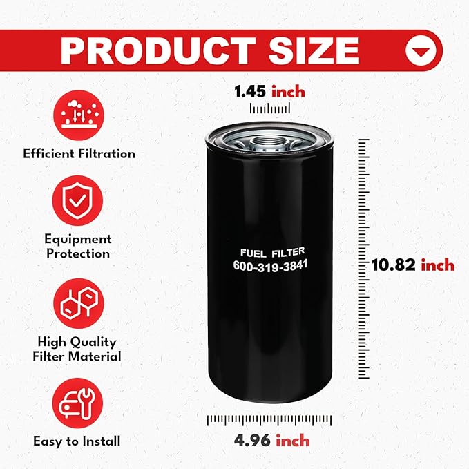 600-319-3841 Fuel Filter Water Separator Compatible with Komatsu HD405-7 HM400-2 D85PX-15EO D155AX-6 PC850-8 PC450-8 & More, Replaces 600-311-3841 FF63040NN P502480