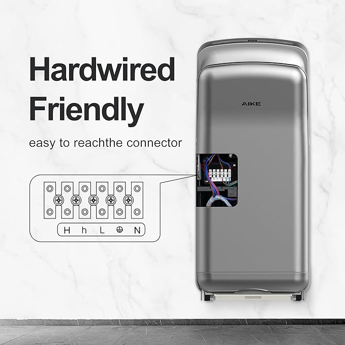 AIKE HEPA Filtered Vertical Hand Dryer Premium, 110-130V Silver Model AK2005H