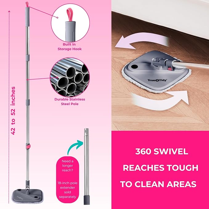 Heavy Duty Square Spin Mop for Floor Cleaning, Machine Washable Pads