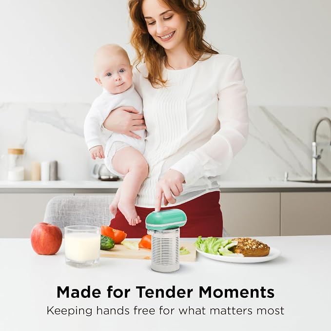 Kitchen Mama Mini Plus Electric Can Opener, Teal | USB-C Charging, Hands-Free Auto Stop, Cordless Smooth Edge, Compact for Travel, Perfect for Seniors with Arthritis