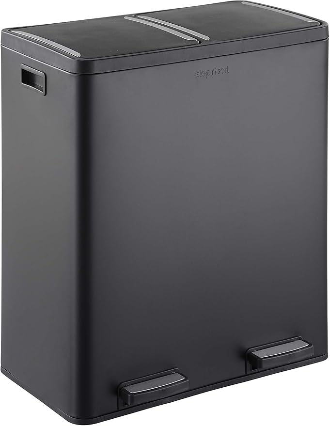Step N' Sort The 18.5 Gallon Extra Large Capacity, Soft-Step, Dual Trash and Recycling Bin with Removable Inner Bins