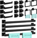 FEILERN 20-Piece Matte Black Bathroom Hardware Set, 24 Inch Bath Towel Bar Set, Stainless Steel Wall Mounted Towel Rack for Bathroom